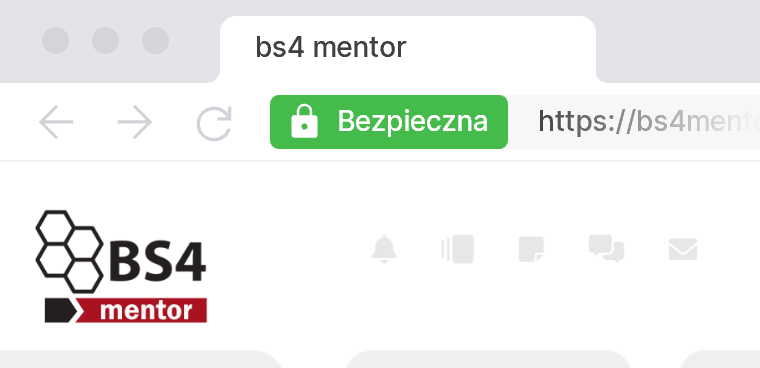 Zrzut ekranu strony bs4 przedstawiający bezpieczeństwo strony, szyfrowanie https